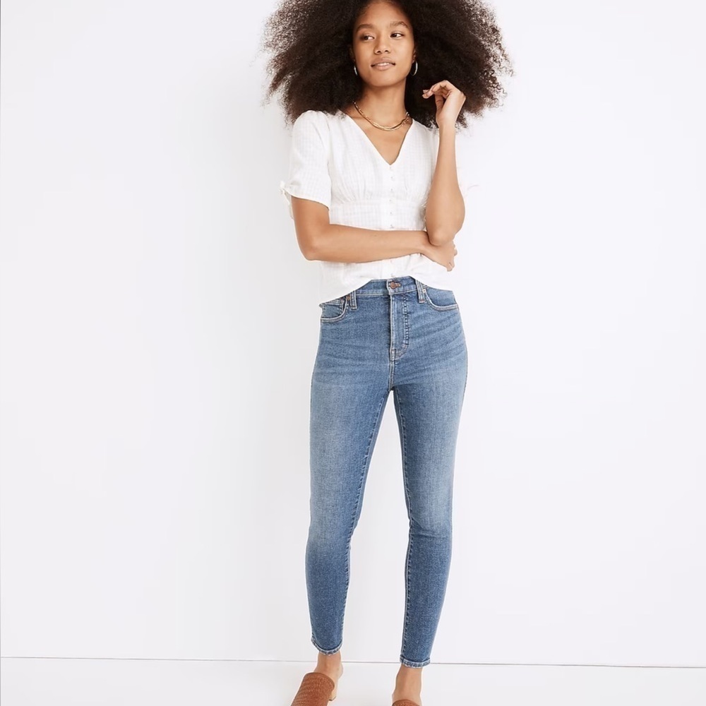 Madewell 10” high rise skinny jeans crop bradfield wash